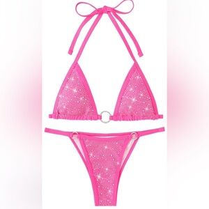 Glamorous Pink Sequin Bikini Set